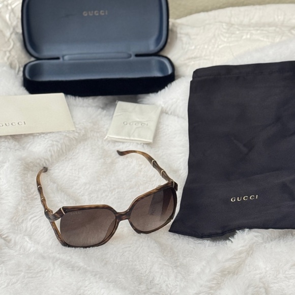 Gucci Tortoiseshell bamboo style oversized Sunglasses / NWT - Picture 7 of 9